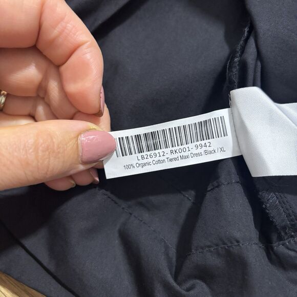 Quince Maxi Dress Sz XL Black Organic Cotton Poplin Tiered Pockets NWOT - Picture 5 of 6